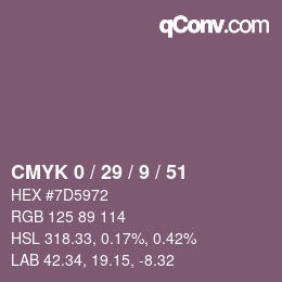 Color code: CMYK 0 / 29 / 9 / 51 | qconv.com