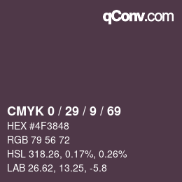 カラーコード: CMYK 0 / 29 / 9 / 69 | qconv.com