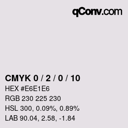 カラーコード: CMYK 0 / 2 / 0 / 10 | qconv.com