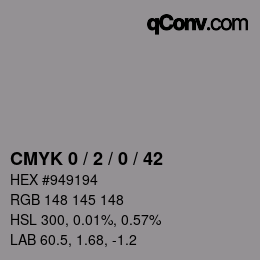 Color code: CMYK 0 / 2 / 0 / 42 | qconv.com