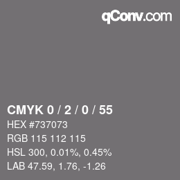 カラーコード: CMYK 0 / 2 / 0 / 55 | qconv.com