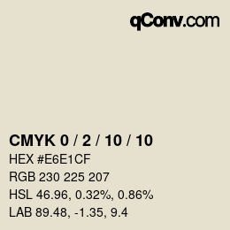 カラーコード: CMYK 0 / 2 / 10 / 10 | qconv.com