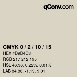 カラーコード: CMYK 0 / 2 / 10 / 15 | qconv.com