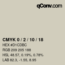 カラーコード: CMYK 0 / 2 / 10 / 18 | qconv.com
