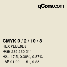 カラーコード: CMYK 0 / 2 / 10 / 8 | qconv.com