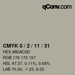 カラーコード: CMYK 0 / 2 / 11 / 31 | qconv.com