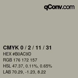 カラーコード: CMYK 0 / 2 / 11 / 31 | qconv.com