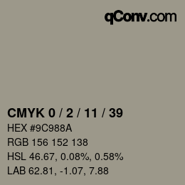 カラーコード: CMYK 0 / 2 / 11 / 39 | qconv.com