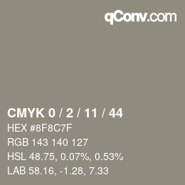 Color code: CMYK 0 / 2 / 11 / 44 | qconv.com