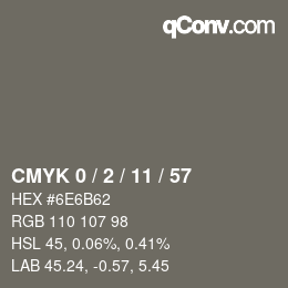 カラーコード: CMYK 0 / 2 / 11 / 57 | qconv.com