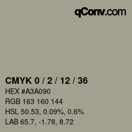 カラーコード: CMYK 0 / 2 / 12 / 36 | qconv.com