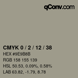 カラーコード: CMYK 0 / 2 / 12 / 38 | qconv.com