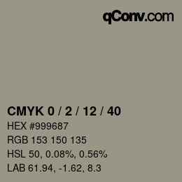 カラーコード: CMYK 0 / 2 / 12 / 40 | qconv.com