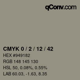颜色代码: CMYK 0 / 2 / 12 / 42 | qconv.com