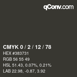 颜色代码: CMYK 0 / 2 / 12 / 78 | qconv.com