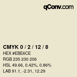 カラーコード: CMYK 0 / 2 / 12 / 8 | qconv.com