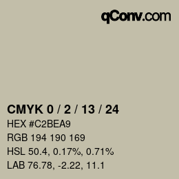 カラーコード: CMYK 0 / 2 / 13 / 24 | qconv.com