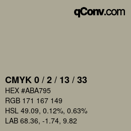 カラーコード: CMYK 0 / 2 / 13 / 33 | qconv.com