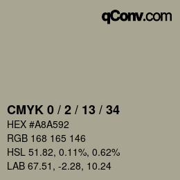 カラーコード: CMYK 0 / 2 / 13 / 34 | qconv.com