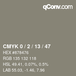 カラーコード: CMYK 0 / 2 / 13 / 47 | qconv.com