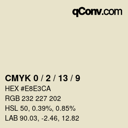 カラーコード: CMYK 0 / 2 / 13 / 9 | qconv.com
