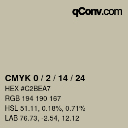 カラーコード: CMYK 0 / 2 / 14 / 24 | qconv.com