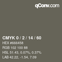 カラーコード: CMYK 0 / 2 / 14 / 60 | qconv.com