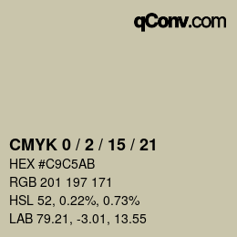 カラーコード: CMYK 0 / 2 / 15 / 21 | qconv.com