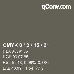 カラーコード: CMYK 0 / 2 / 15 / 61 | qconv.com