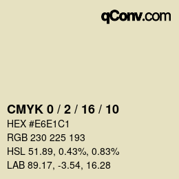 カラーコード: CMYK 0 / 2 / 16 / 10 | qconv.com