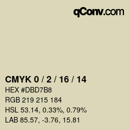 カラーコード: CMYK 0 / 2 / 16 / 14 | qconv.com