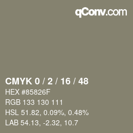 カラーコード: CMYK 0 / 2 / 16 / 48 | qconv.com