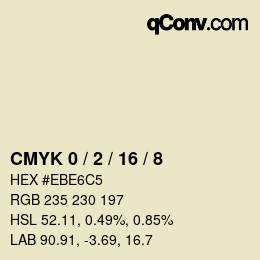 カラーコード: CMYK 0 / 2 / 16 / 8 | qconv.com