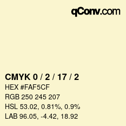 カラーコード: CMYK 0 / 2 / 17 / 2 | qconv.com