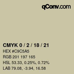 Code couleur: CMYK 0 / 2 / 18 / 21 | qconv.com