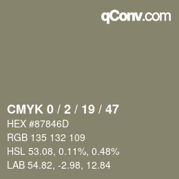 颜色代码: CMYK 0 / 2 / 19 / 47 | qconv.com