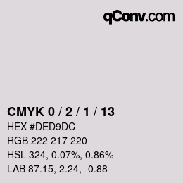 カラーコード: CMYK 0 / 2 / 1 / 13 | qconv.com
