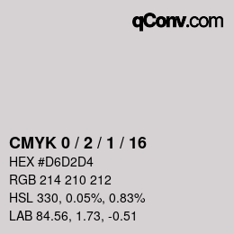 カラーコード: CMYK 0 / 2 / 1 / 16 | qconv.com
