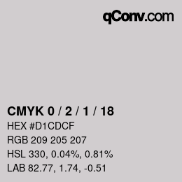 カラーコード: CMYK 0 / 2 / 1 / 18 | qconv.com