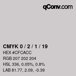 Farbcode: CMYK 0 / 2 / 1 / 19 | qconv.com