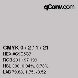 カラーコード: CMYK 0 / 2 / 1 / 21 | qconv.com