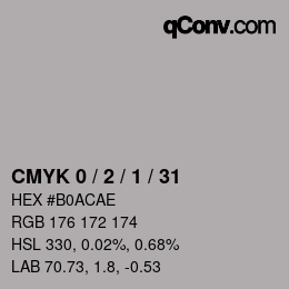 カラーコード: CMYK 0 / 2 / 1 / 31 | qconv.com