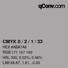 カラーコード: CMYK 0 / 2 / 1 / 33 | qconv.com