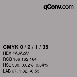 颜色代码: CMYK 0 / 2 / 1 / 35 | qconv.com