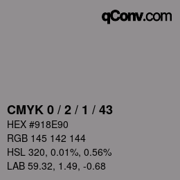 Color code: CMYK 0 / 2 / 1 / 43 | qconv.com