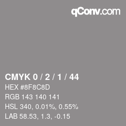 Color code: CMYK 0 / 2 / 1 / 44 | qconv.com