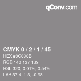 Color code: CMYK 0 / 2 / 1 / 45 | qconv.com