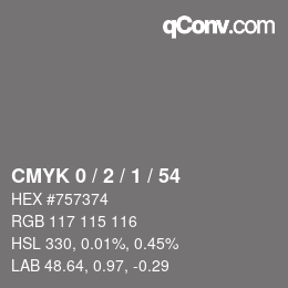 颜色代码: CMYK 0 / 2 / 1 / 54 | qconv.com