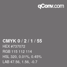カラーコード: CMYK 0 / 2 / 1 / 55 | qconv.com
