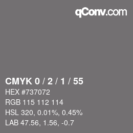 Code couleur: CMYK 0 / 2 / 1 / 55 | qconv.com